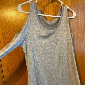 Gray top with cut out shoulders